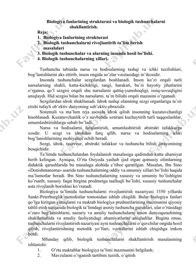 biologiya fanlarining strukturasi va biologik tushunchalarni shakllantirish — DOCX