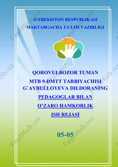 pedagoglar bilan oʼzaro hamkorlik ish rejasi — DOCX