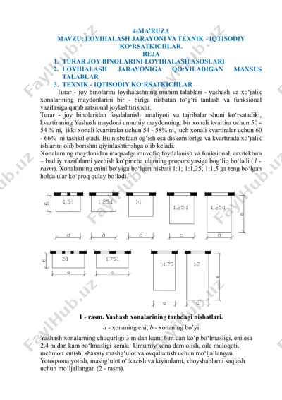 turar-joy binolarini loyihalash jarayoni va texnik-iqtisodiy ko'rsatkichlar — DOCX