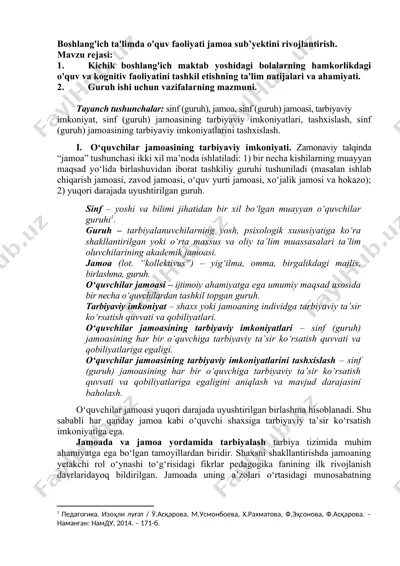 boshlang'ich ta'limda o'quv faoliyati jamoa sub’yektini rivojlantirish — DOCX