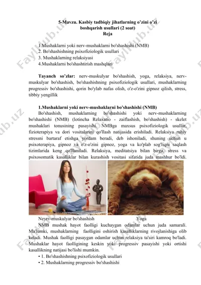 kasbiy tadbiqiy jihatlarning o’zini o’zi boshqarish usullari — DOCX