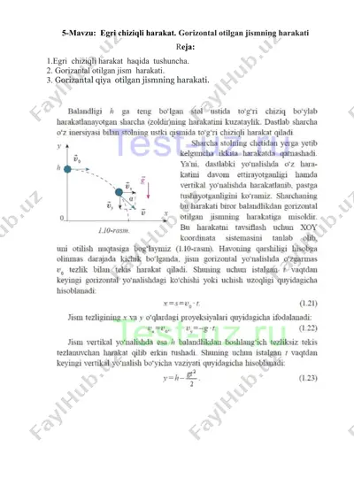 gorizantal qiya otilgan jismning harakati — DOCX
