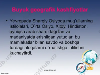 buyuk geografik kashfiyotlar — PPT