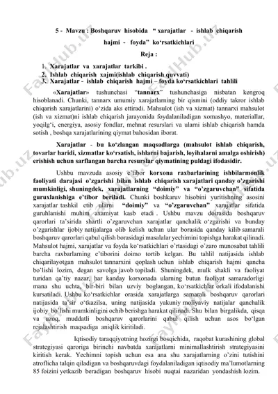 xarajatlar va foyda ko'rsatkichlari analizi — DOCX