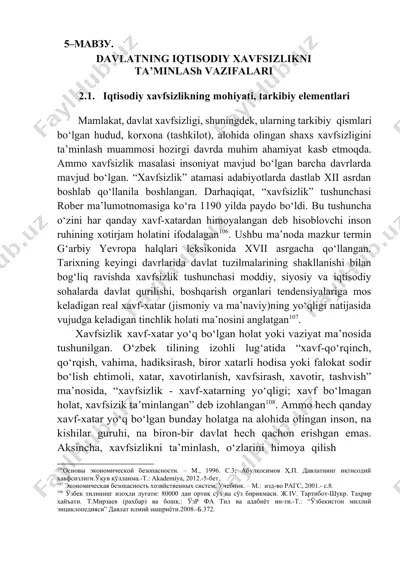 davlatning iqtisodiy xavfsizlikni ta’minlash vazifalari — DOCX