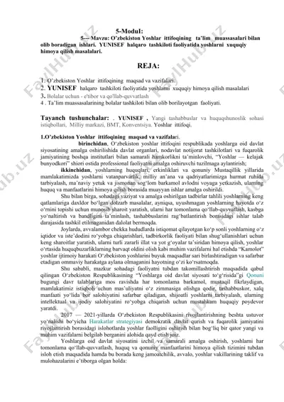 o’zbekiston yoshlar ittifoqining ta’lim muassasalari bilan olib boradigan ishlari — DOCX