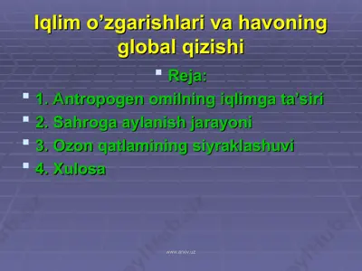 iqlim o’zgarishlari va havoning global qizishi — PPT