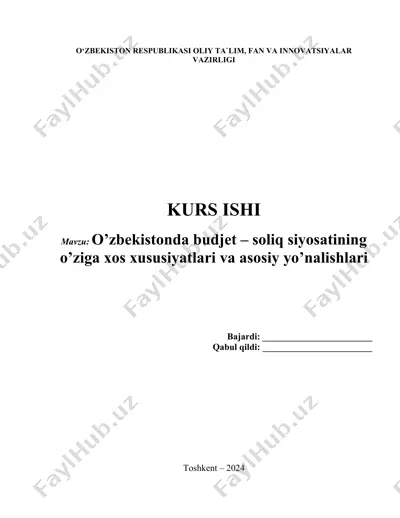 o’zbekistonda budjet – soliq siyosati — DOCX