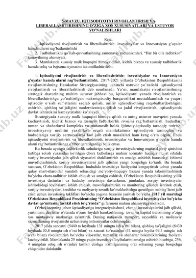 iqtisоdiyotni rivоjlаntirish vа libеrаllаshtirish — DOCX