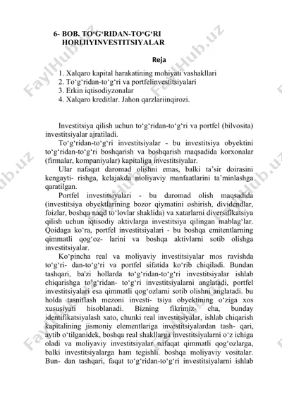 horijiy investitsiyalar — DOCX