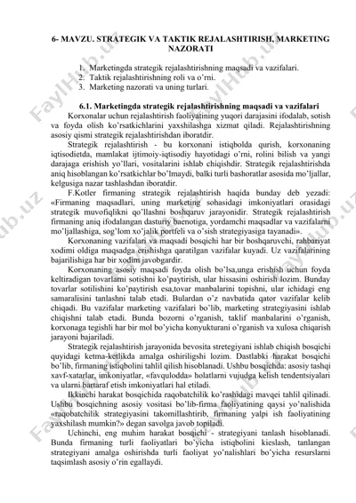 marketingda strategik va taktik rejalashtirish — DOCX