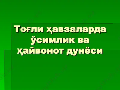 тоғли ҳавзаларда ўсимлик ва ҳайвонот дунёси — PPT