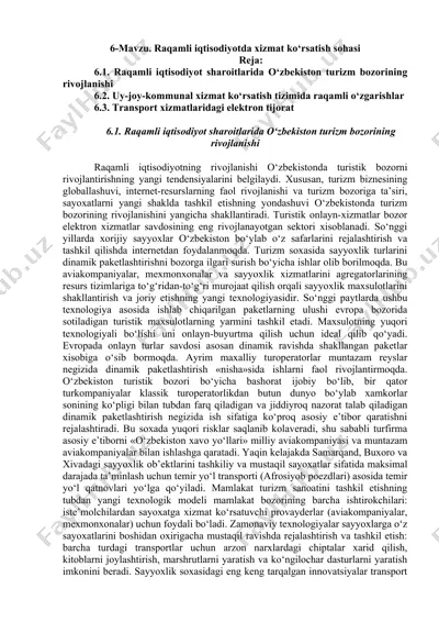 raqamli iqtisodiyotda xizmat ko‘rsatish sohasi — DOCX