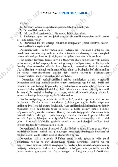 dispersion tahlil — DOCX
