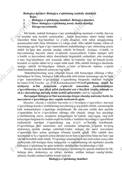 biologiya darslari. biоlоgiya o’qitishning tashkiliy shаkllаri — DOCX