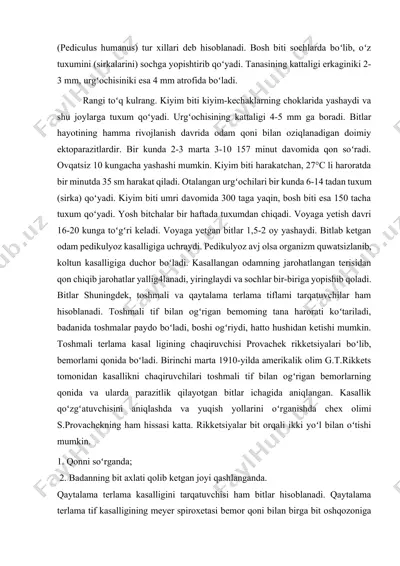 pediculus humanus (kiyim biti) — DOCX