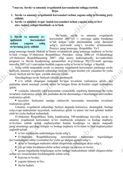 savdo va umumiy ovqatlanish korxonalarini soliqqa tortish — DOCX