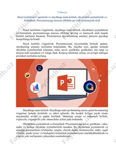 prezentatsiya tayyorlash jarayoni — DOCX
