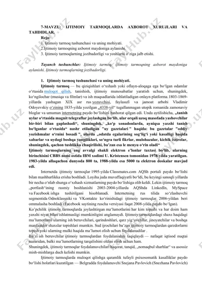 ijtimoiy tarmoqlar va axborot xurujlari — DOCX