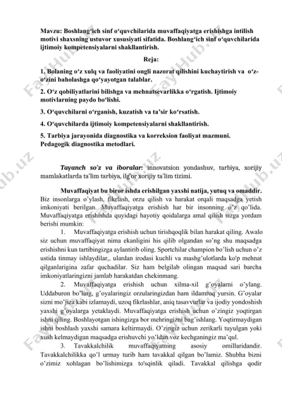 boshlangʻich sinf oʻquvchilarida muvaffaqiyatga erishishga intilish motivi — DOCX