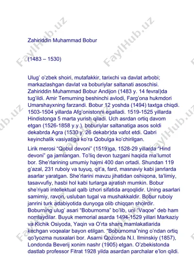 zahiriddin muhammad bobur tavalludiga tadbir ssenariysi — DOC