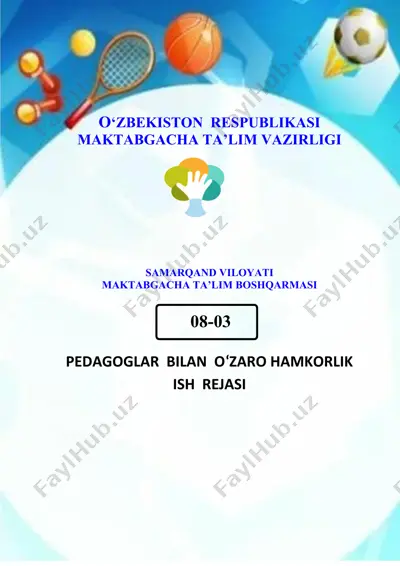 pedagoglar bilan ozaro hamkorlik ish rejasi — DOCX