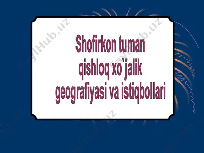 shofirkon tuman qishloq xo`jalik geografiyasi va istiqbollari — PPT