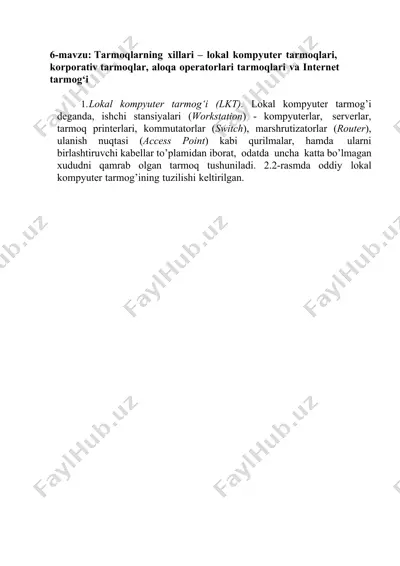 tarmoqlarning xillari — DOCX