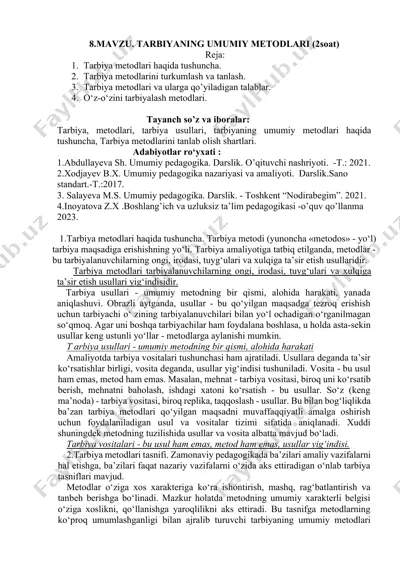tarbiyaning umumiy metodlari — DOCX