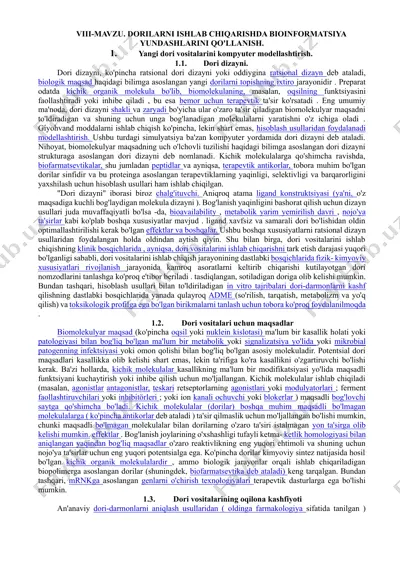 bioinformatika yundashlarini qo'llanish — DOCX