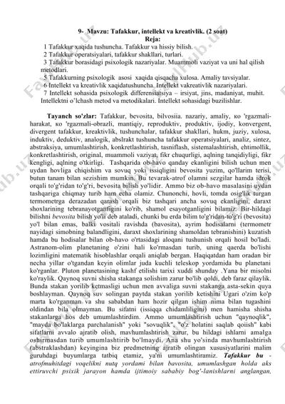 tafakkur, intellekt va kreativlik — DOCX