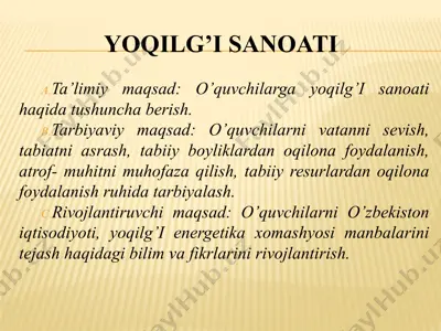 yoqilg’i sanoati dars ishlanma — PPTX