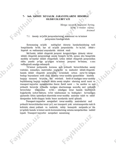 asosiy xo‘jalik jarayonlarini hisobga olish uslublari — DOCX