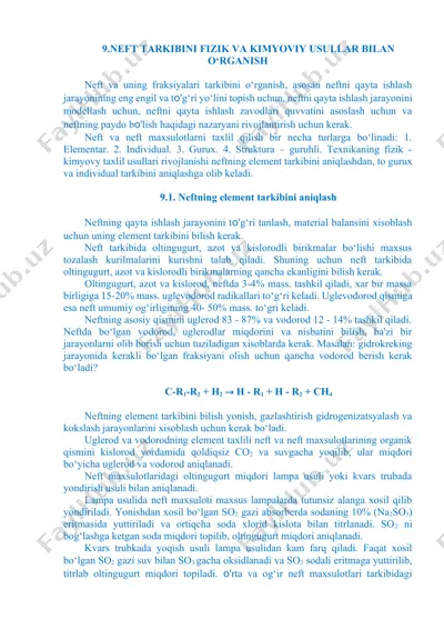 neft tarkibini fizik va kimyoviy usullar bilan o‘rganish — DOCX