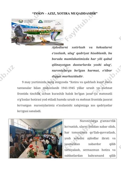 xotira va qadrlash kuni — DOCX