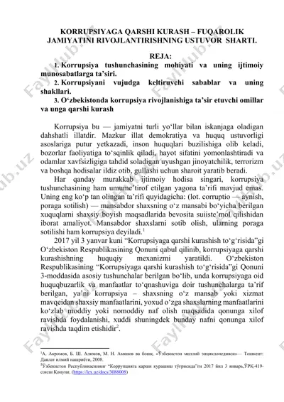 korrupsiyaga qarshi kurash — DOCX
