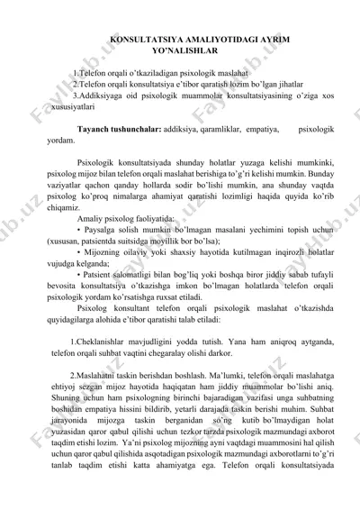 psixologik konsultatsiya amaliyoti — DOCX