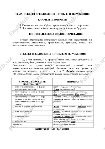 sub'ekt predlozheniya va tipy ego vyrazheniya — DOCX