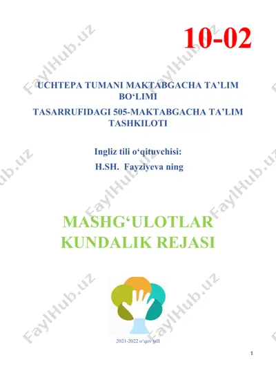 mashg‘ulotlar kundalik rejasi — DOCX