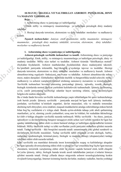 shaxsga yo`naltirilgan axborot: psixologik, diniy va madaniy tahdidlar — DOCX