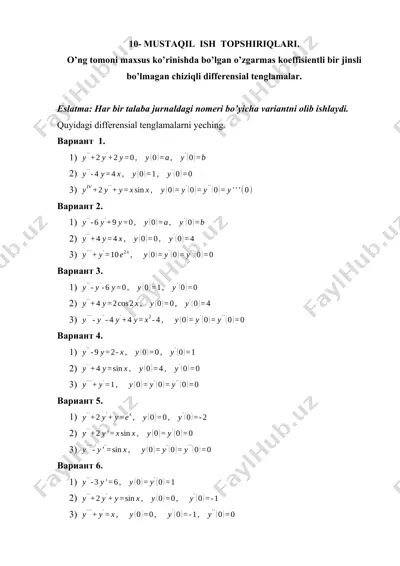 mustaqil ish topshiriqlari — DOCX