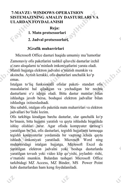 microsoft office dasturi — DOCX