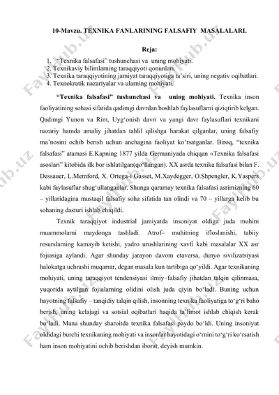 texnika fanlarining falsafiy masalalari — DOCX