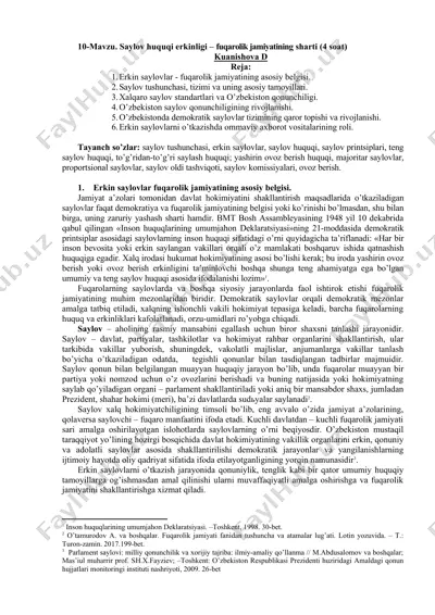 sаylоv huquqi erkinligi – fuqаrоlik jаmiyatining shаrti — DOCX
