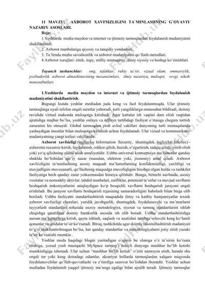 axborot xavfsizligini ta'minlashning g'oyaviy nazariy asoslari — DOCX