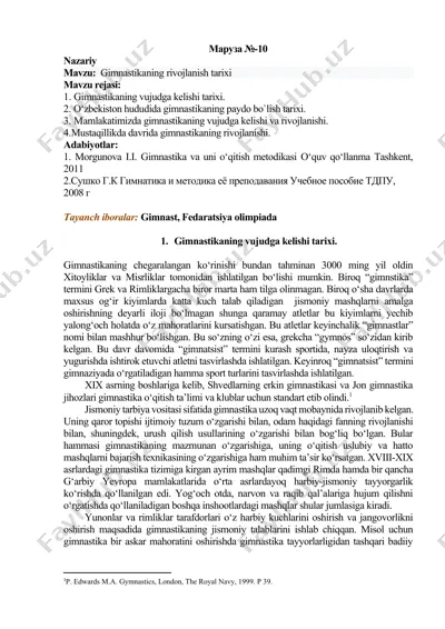 gimnastikaning rivojlanish tarixi — DOCX