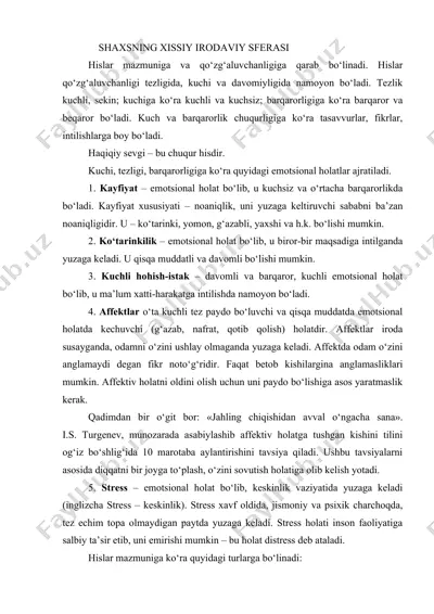 shaxsning xissiy irodaviy sferasi — DOCX