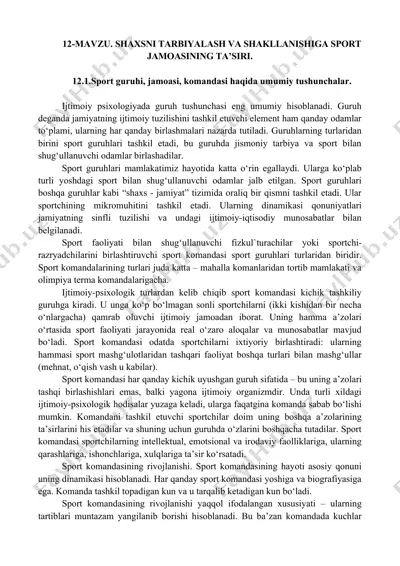sport guruhi, jamoasi, komandasi haqida umumiy tushunchalar — DOCX