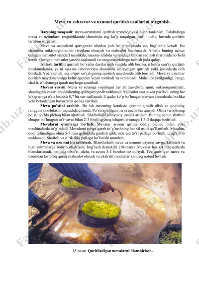 meva va sabzavot va uzumni quritish usullari — DOCX