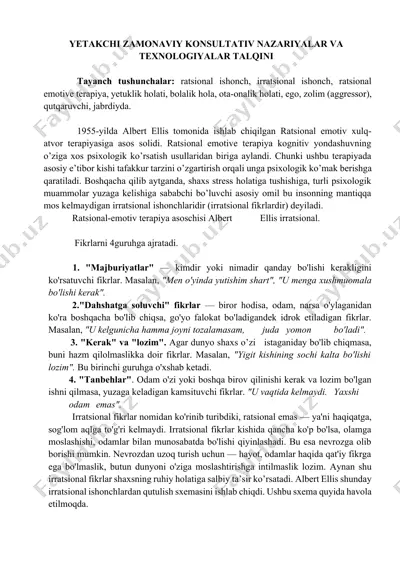 yetakchi zamonaviy konsultativ nazariyalar va texnologiyalar talqini — DOCX